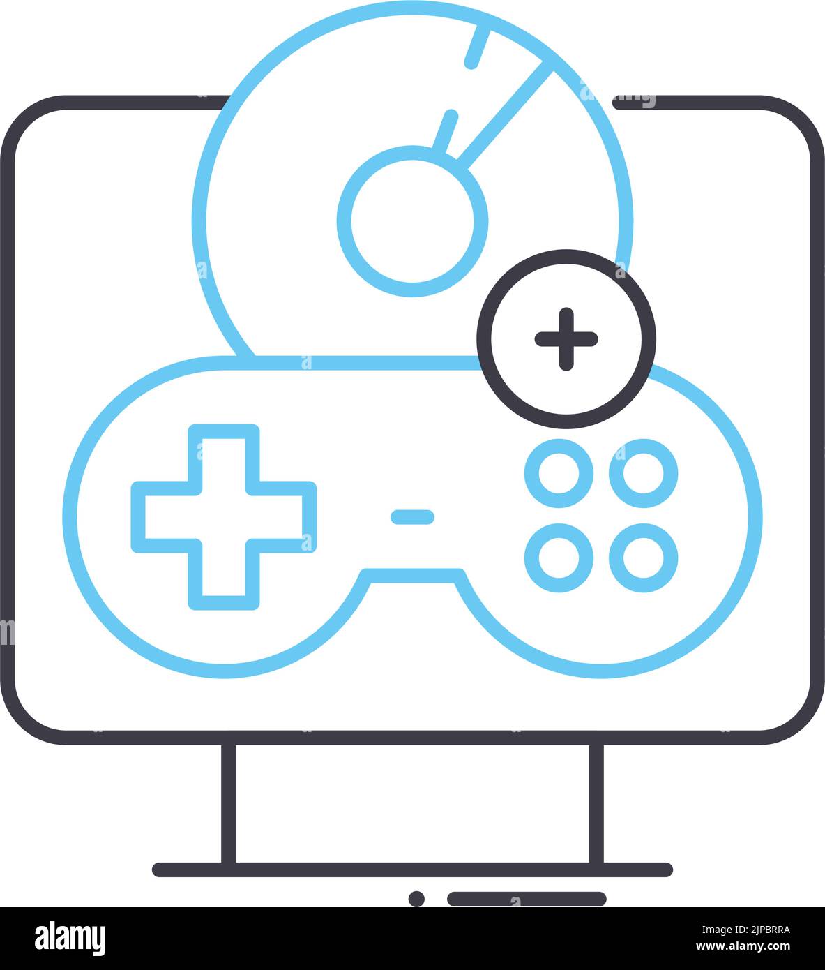 Speichern Sie Spiel Linie Symbol, Umriss Symbol, Vektor-Illustration, Konzept Zeichen Stock Vektor