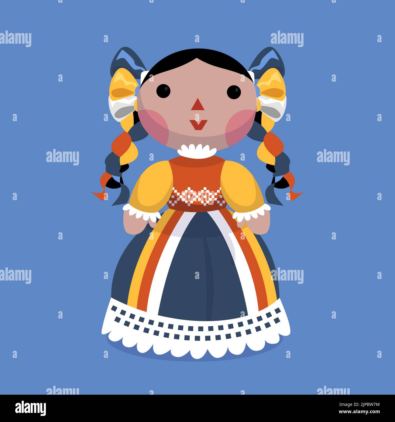 Handgezeichnete mexikanische Puppe Vektor-Illustration. Stock Vektor