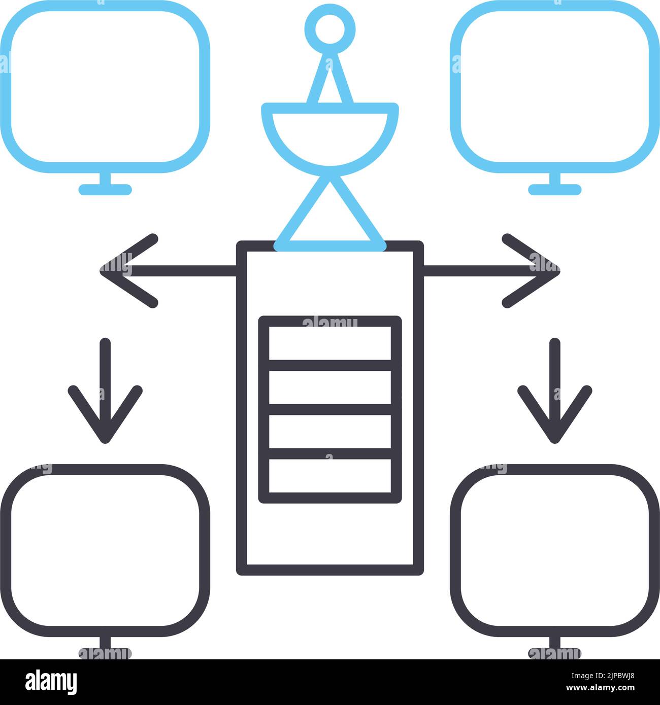 Liniensymbol für lokales Netzwerk, Umrisssymbol, Vektordarstellung, Konzeptzeichen Stock Vektor