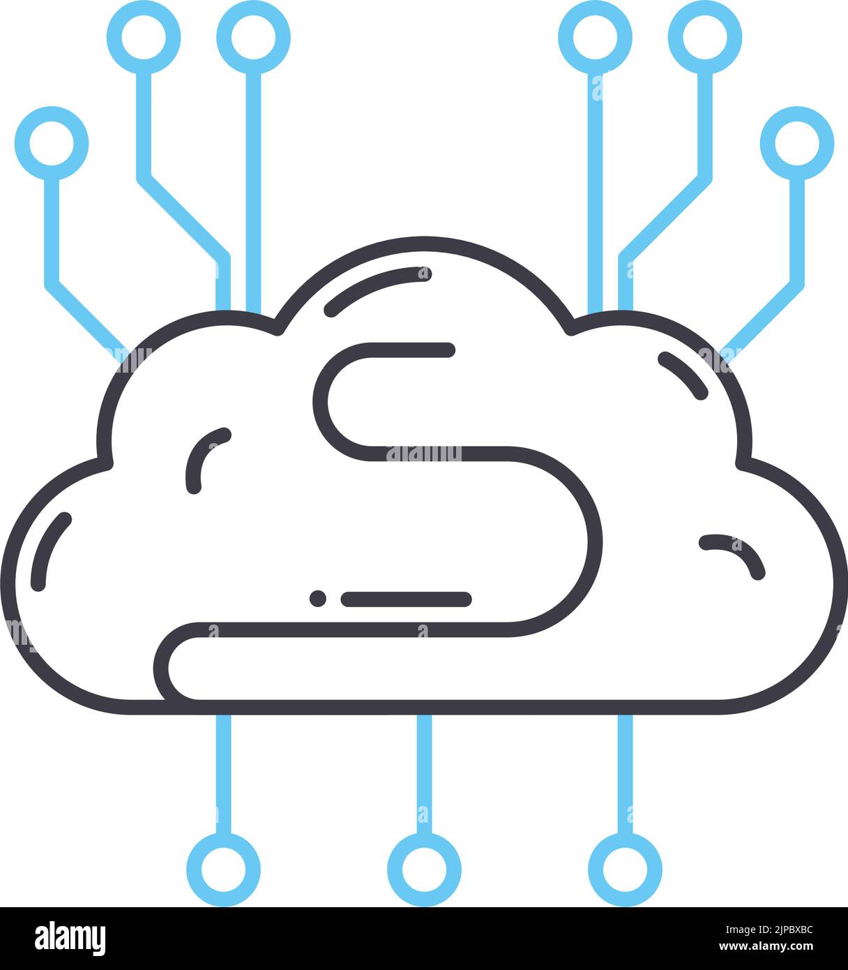 Synthetische Intelligenz Liniensymbol, Umrisssymbol, Vektordarstellung, Konzeptzeichen Stock Vektor