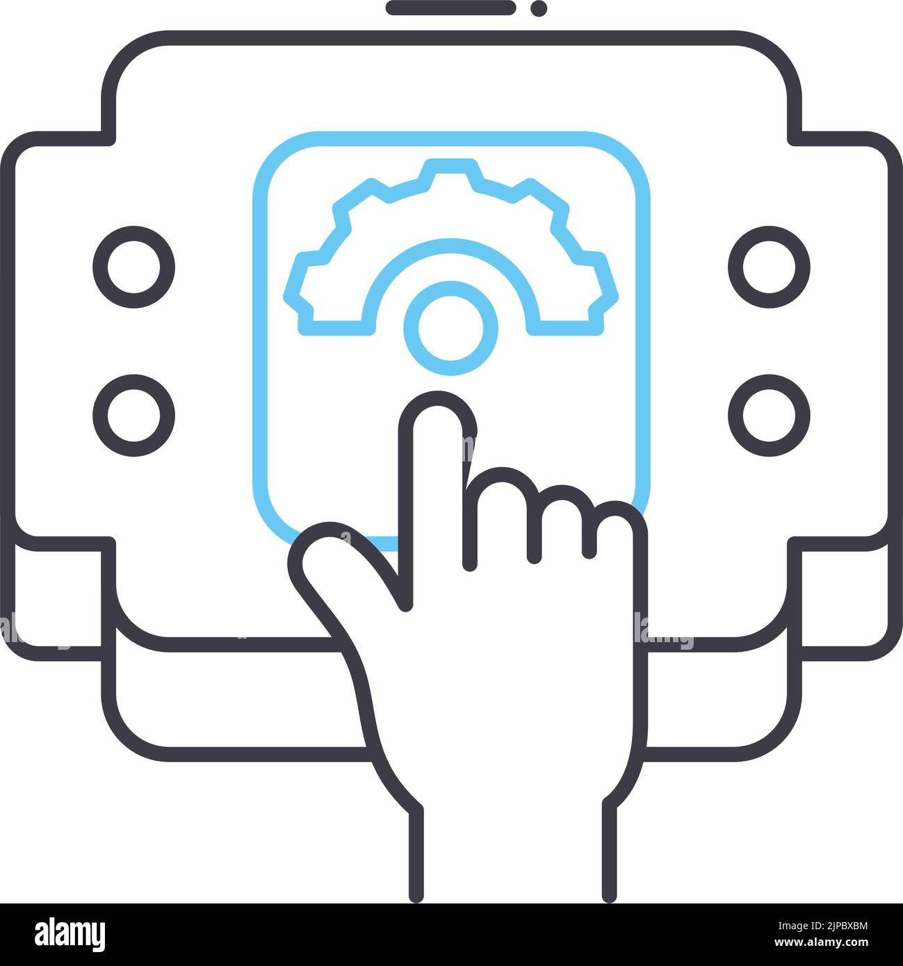 HMI - Mensch-Maschine-Schnittstelle Liniensymbol, Umrisssymbol, Vektordarstellung, Konzeptschild Stock Vektor