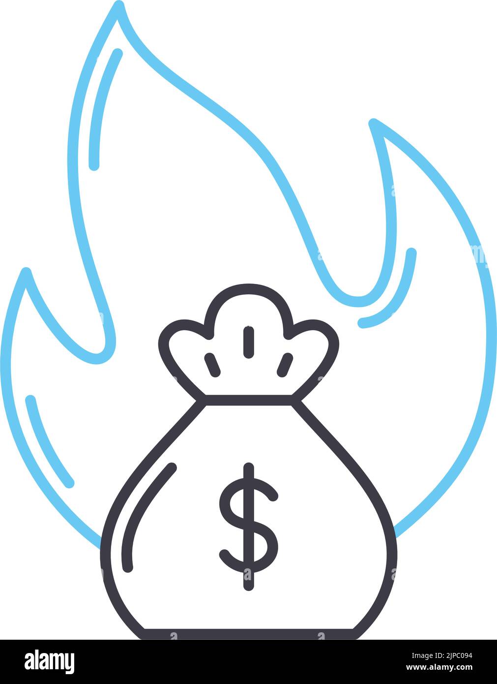 Hot Money Line Symbol, Umrisssymbol, Vektordarstellung, Konzeptschild Stock Vektor
