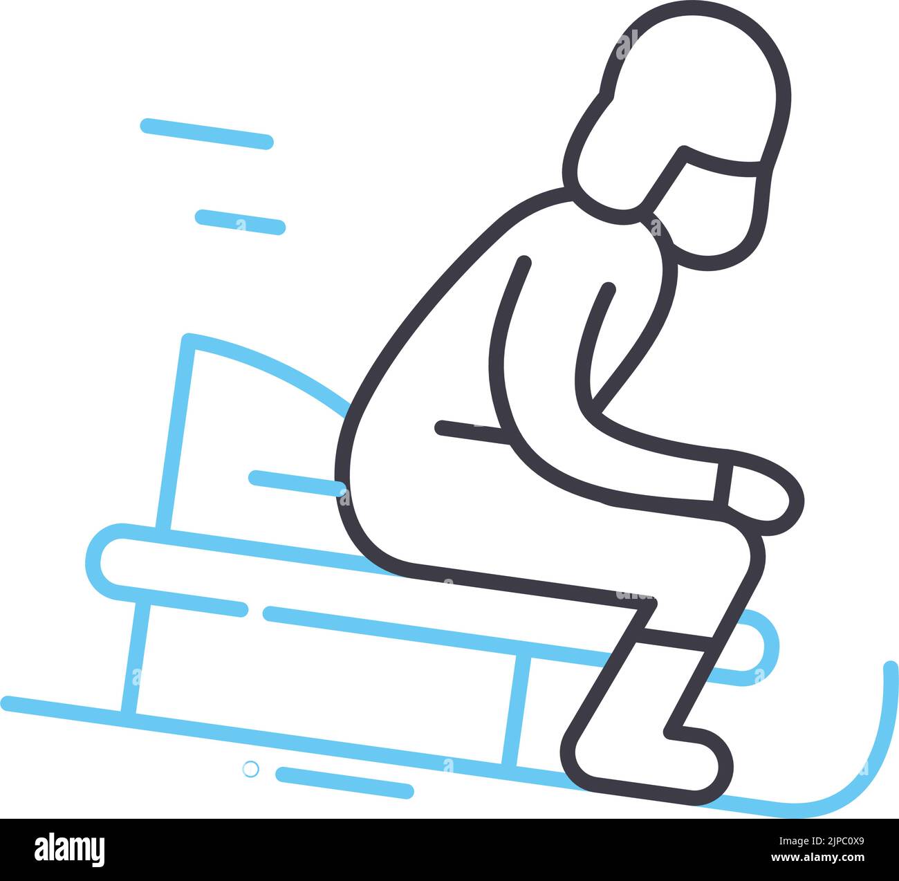 Symbol für die toboganning-Linie, Umrisssymbol, Vektordarstellung, Konzeptzeichen Stock Vektor