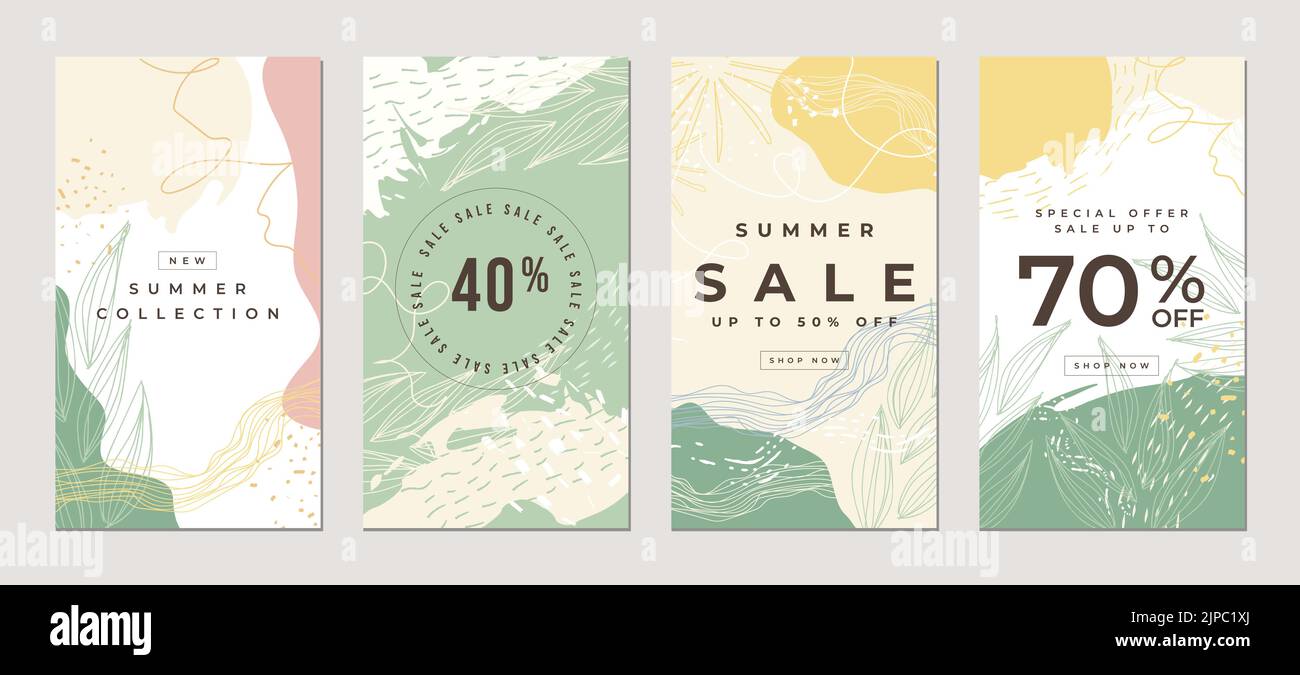 Verkauf flache Geschichten Vorlage, für Blog und Vertrieb, Web-Online-Shopping-Banner-Konzept. Stock Vektor