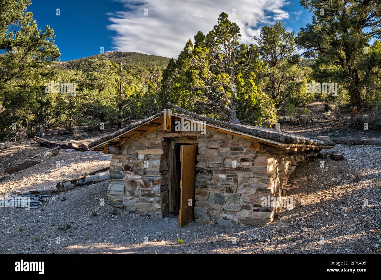 Steinhütte in der Nähe der Bonita Mine, est. Von John Tilford, Snake Creek Canyon, Great Basin National Park, Nevada, USA Stockfoto
