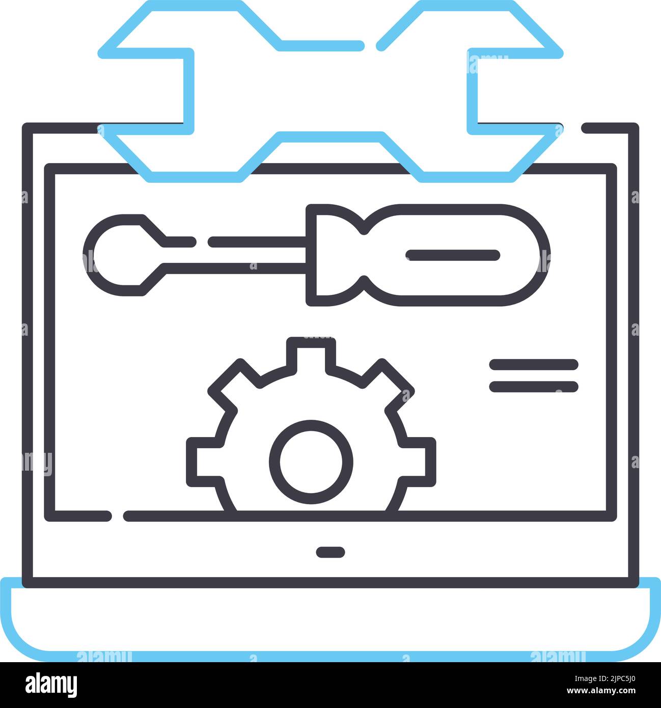 Laptops reparieren Linie Symbol, Umriss Symbol, Vektor-Illustration ...