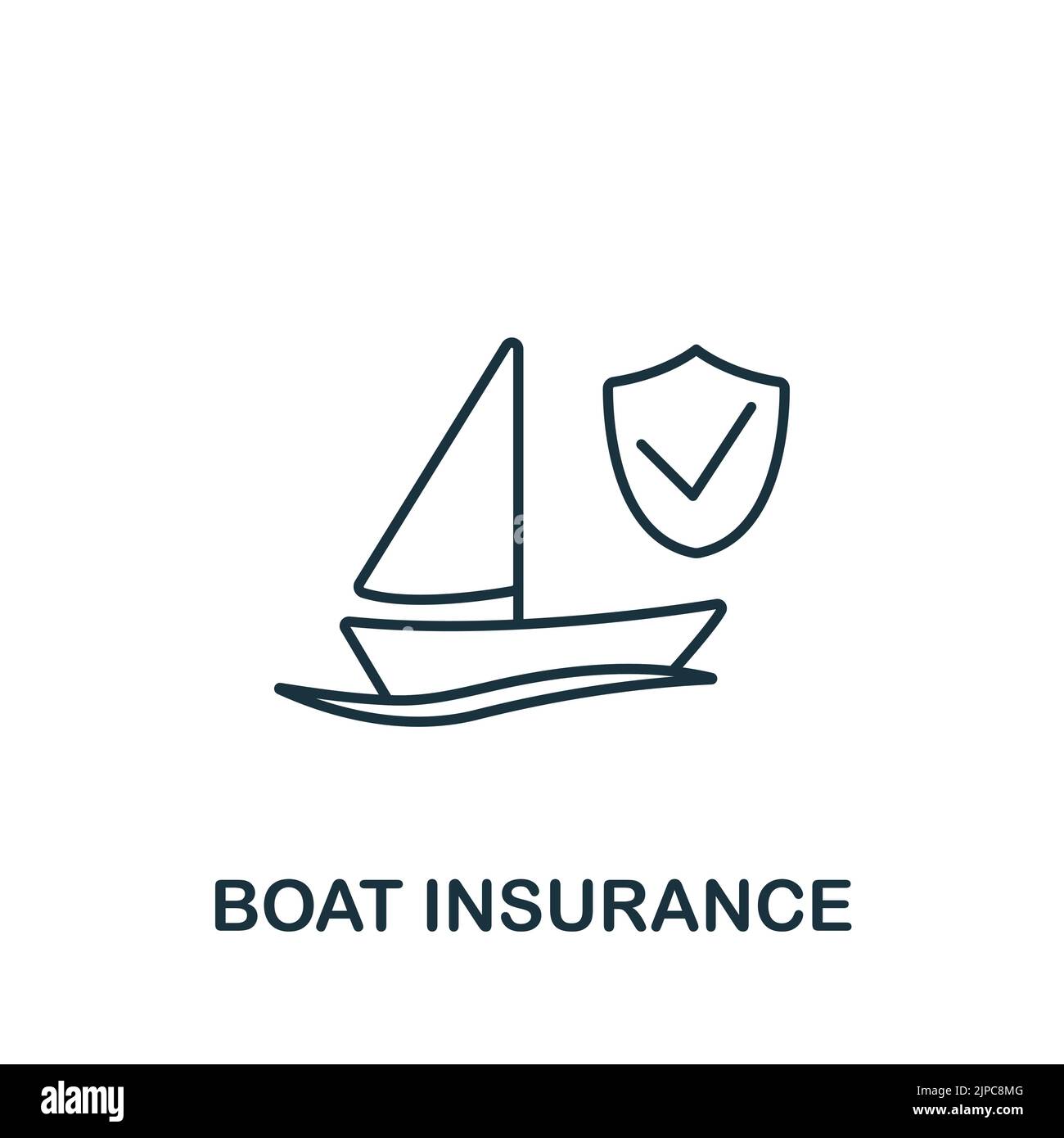 Symbol „Bootsversicherung“. Line Simple Insurance Icon für Vorlagen, Webdesign und Infografiken Stock Vektor