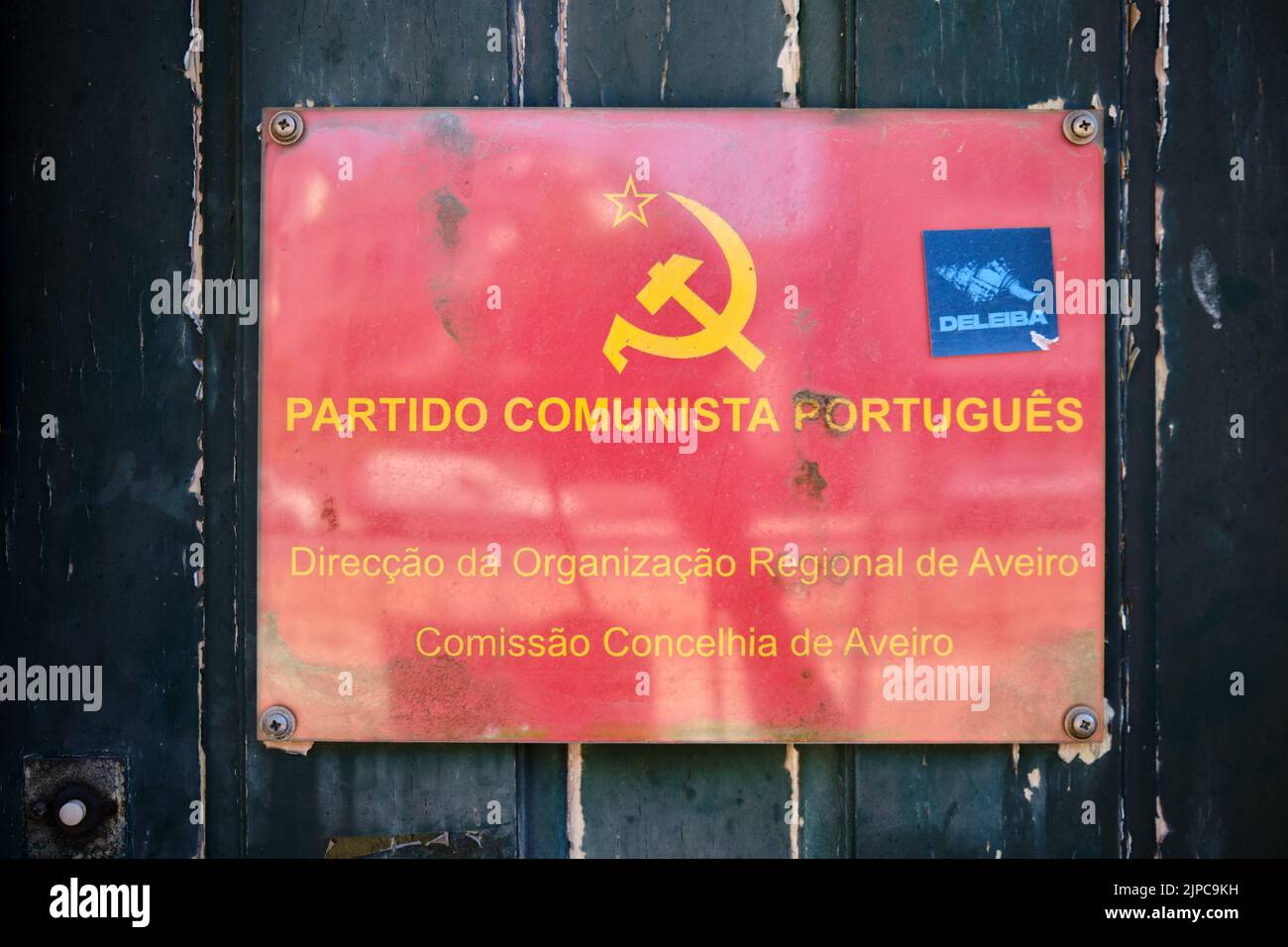 Rotes Schild der Kommunistischen Partei Portugals Stockfoto
