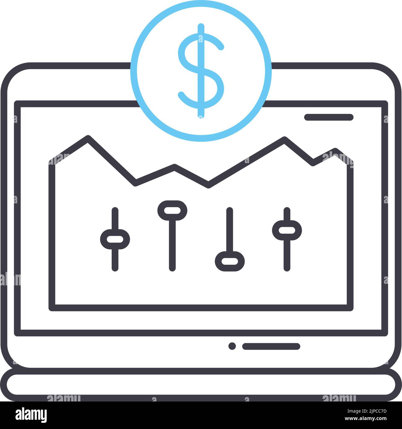 Online-Trading-Linie Symbol, Umriss-Symbol, Vektor-Illustration, Konzept Zeichen Stock Vektor