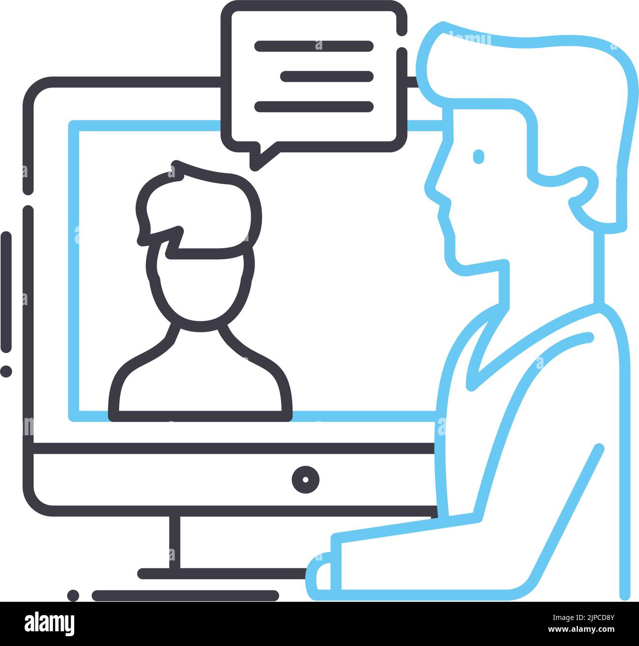 Online-Beratung Linie Symbol, Umriss Symbol, Vektor-Illustration, Konzept Zeichen Stock Vektor