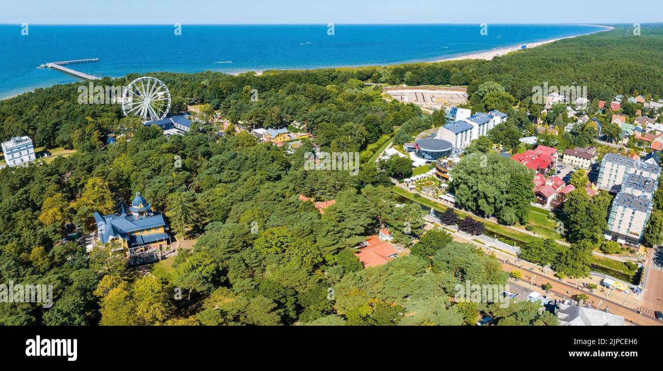 Luftaufnahme der Kurstadt Palanga in Litauen. Stockfoto