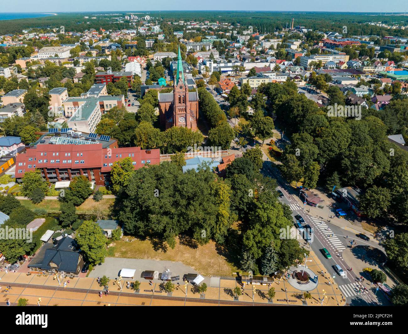 Luftaufnahme der Kurstadt Palanga in Litauen. Stockfoto