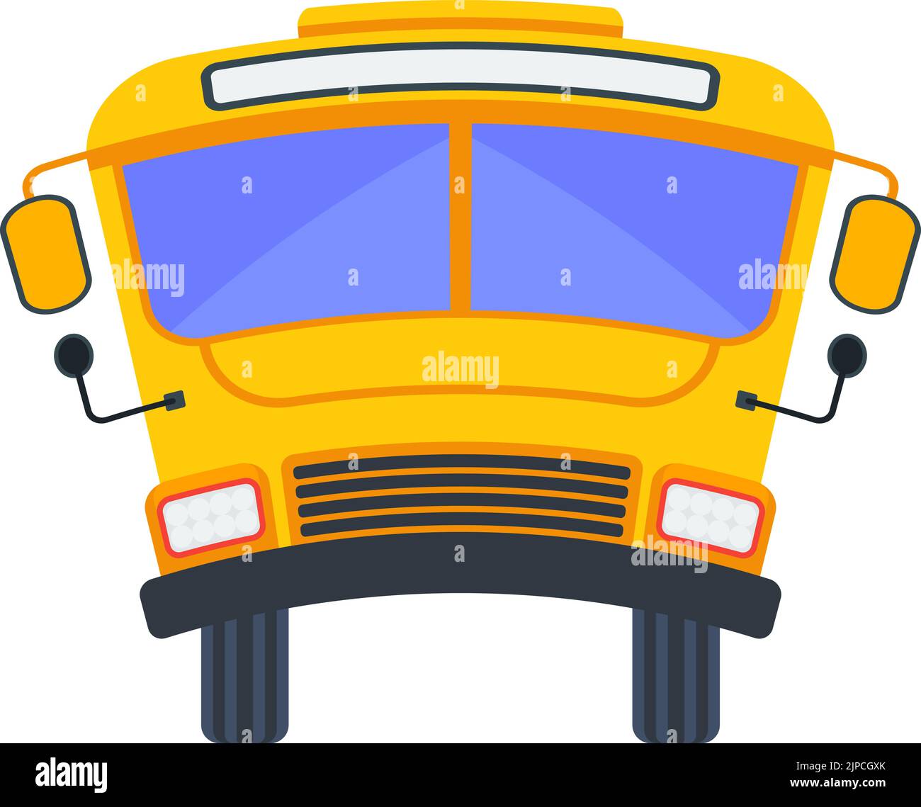 Gelber Schulbus mit gebogenem Dach. Stock Vektor
