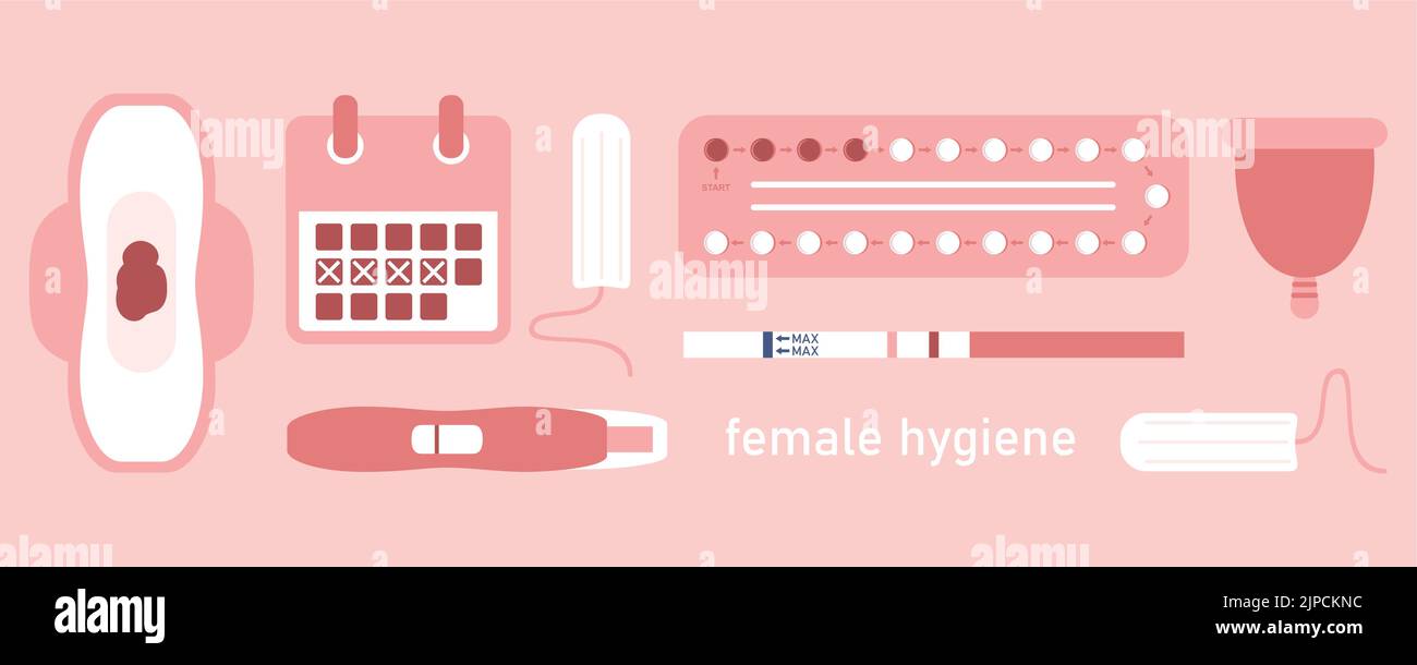 Frauen Gesundheit Empfängnisverhütung und Hygiene Infografik Stock Vektor
