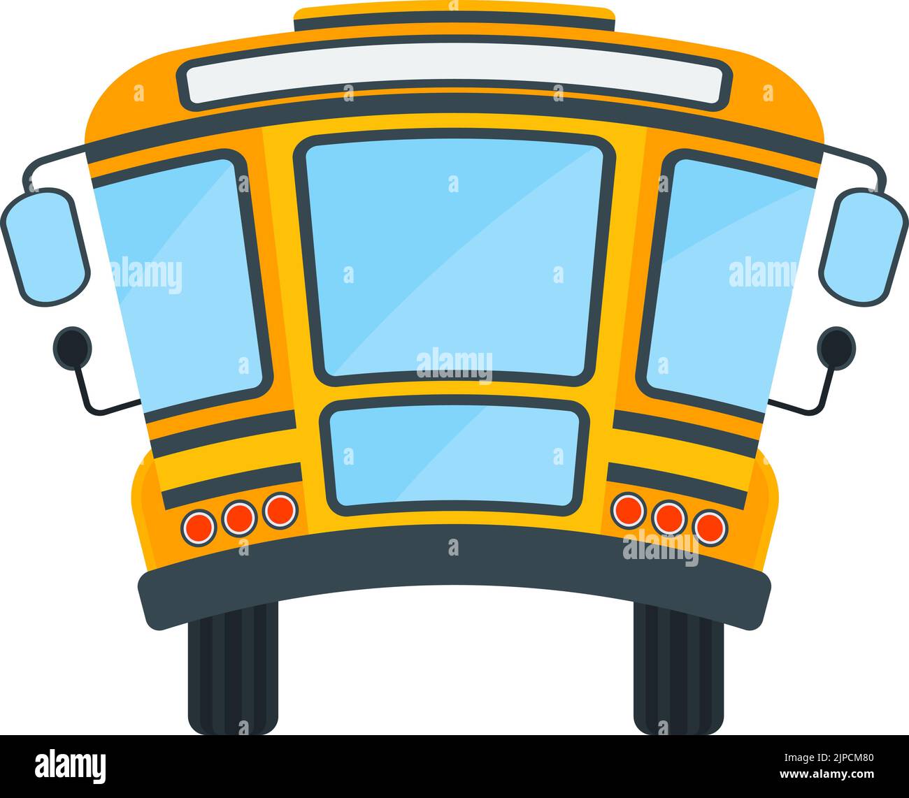 Gelber Schulbus mit Rückprojektion und gebogenem Dach. Stock Vektor