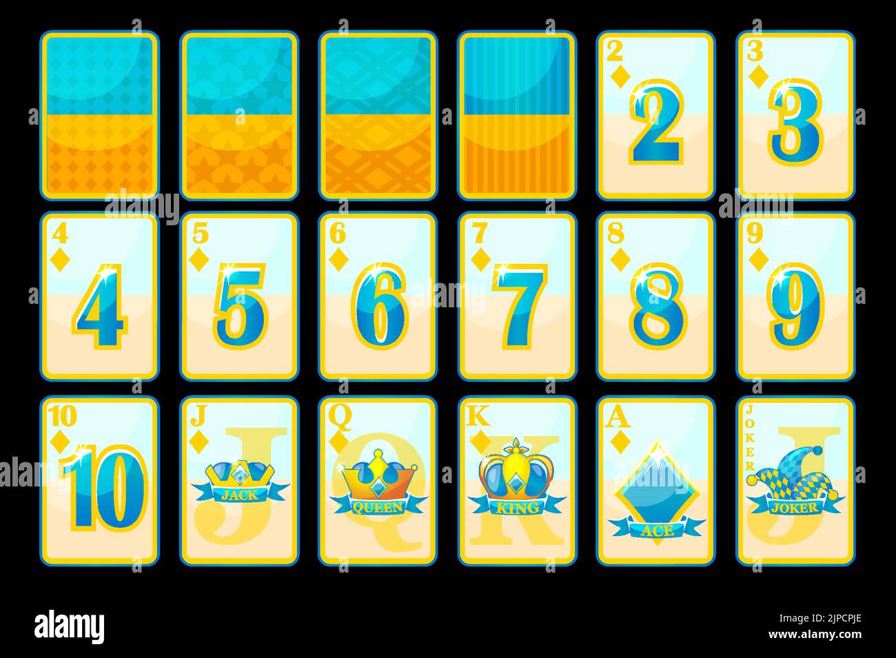 Diamanten Anzug Poker Spielkarten in einer stilvollen ukrainischen Farbe Stock Vektor