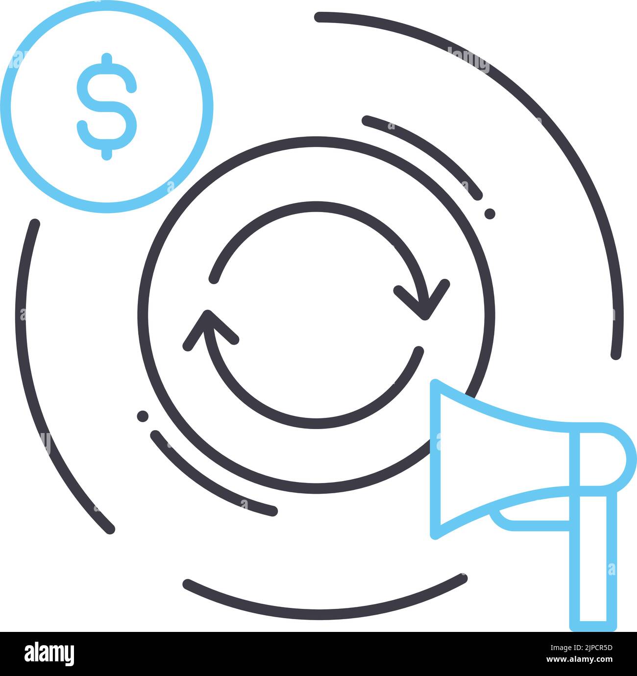 Marketing Mix Line Icon, Umrisssymbol, Vektordarstellung, Konzeptschild Stock Vektor