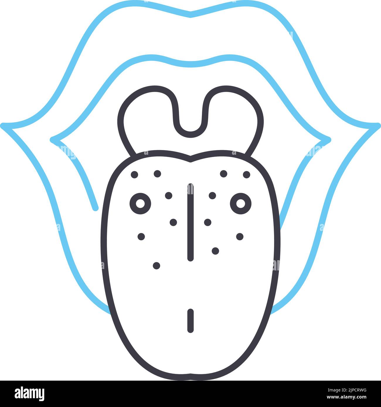 Symbol für weiße Zungenbeschichtung, Umrisssymbol, Vektordarstellung, Konzeptzeichen Stock Vektor