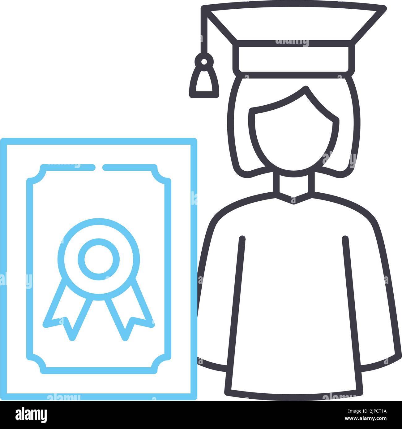 Graduiertenliniensymbol, Umrisssymbol, Vektordarstellung, Konzeptzeichen Stock Vektor