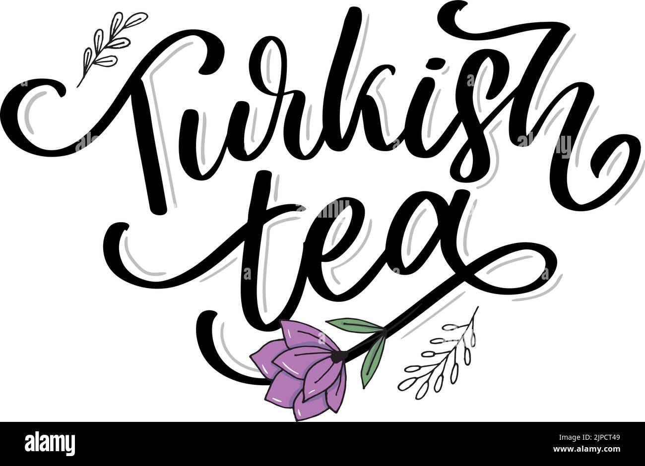 Türkische Traditionen der Teezeremonie. Teezeit. Dekorative Elemente für Ihr Design. Vektor-Illustration mit orientalischer Tasse auf weißem Hintergrund. Stock Vektor