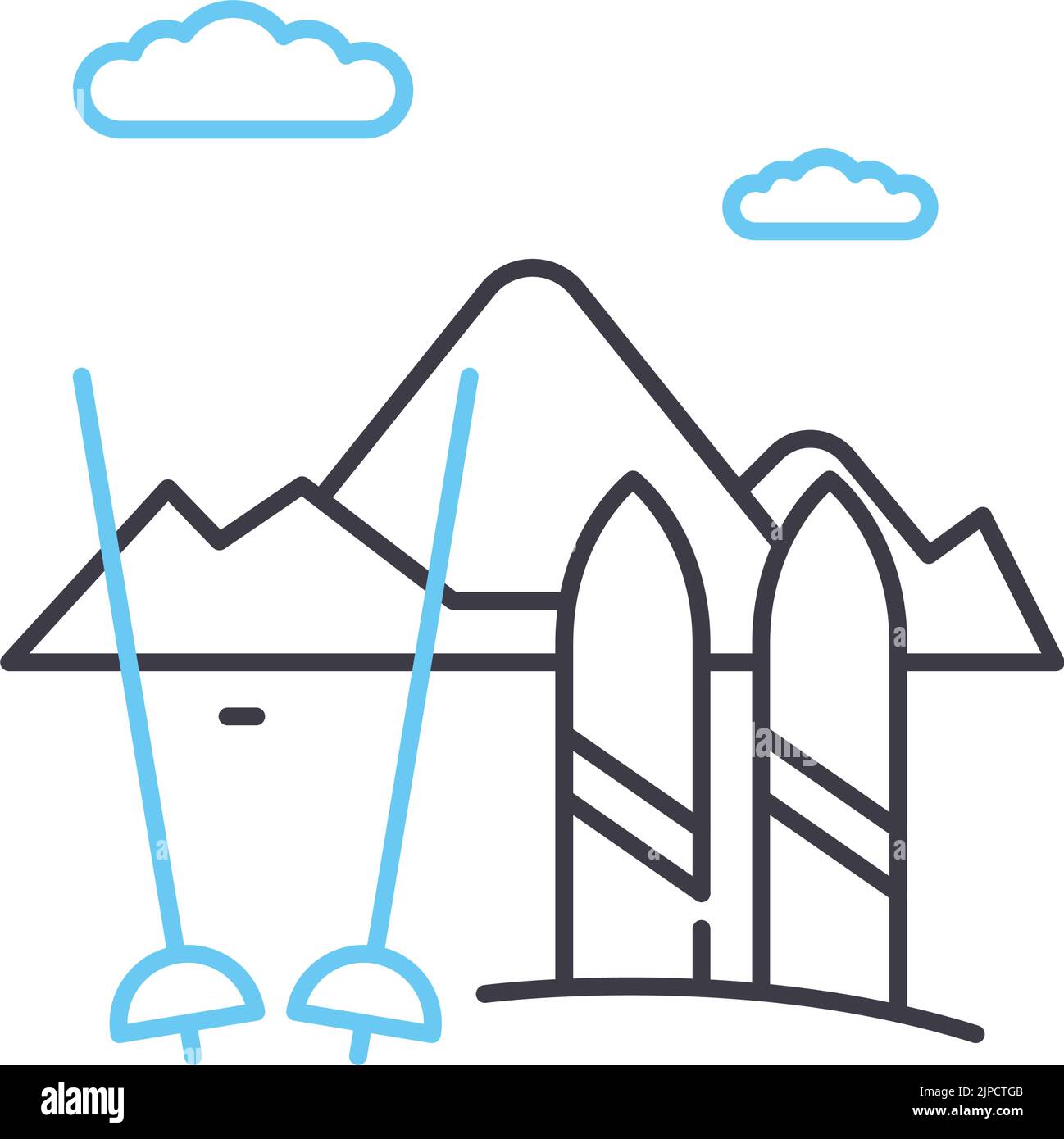 Ski-Resort-Linie Symbol, Umriss-Symbol, Vektor-Illustration, Konzept-Zeichen Stock Vektor