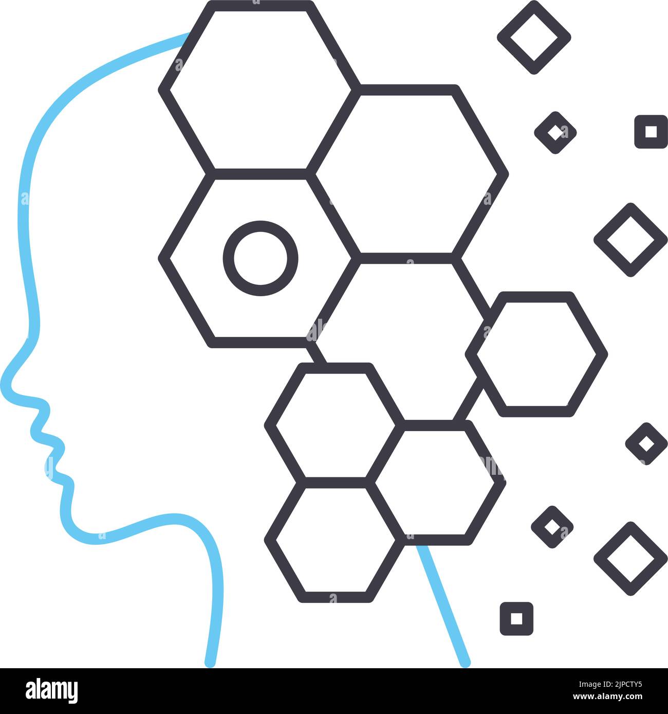 Denken Sie an digitales Liniensymbol, Umrisssymbol, Vektordarstellung, Konzeptzeichen Stock Vektor