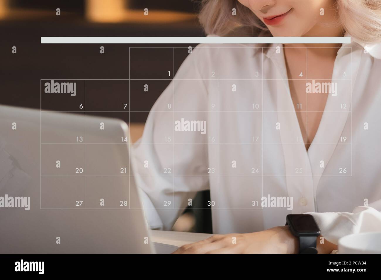 Terminerinnerung an Kalender und Veranstalter Agenda Relax Research Organisation Planer Meeting Event Stockfoto