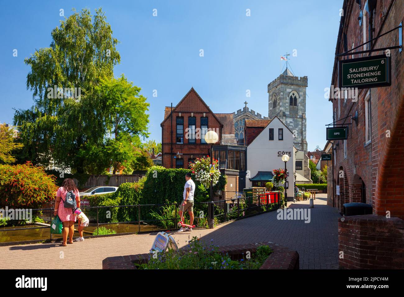 Sommernachmittag auf den Maltings in Salisbury, Wiltshire, England. Stockfoto
