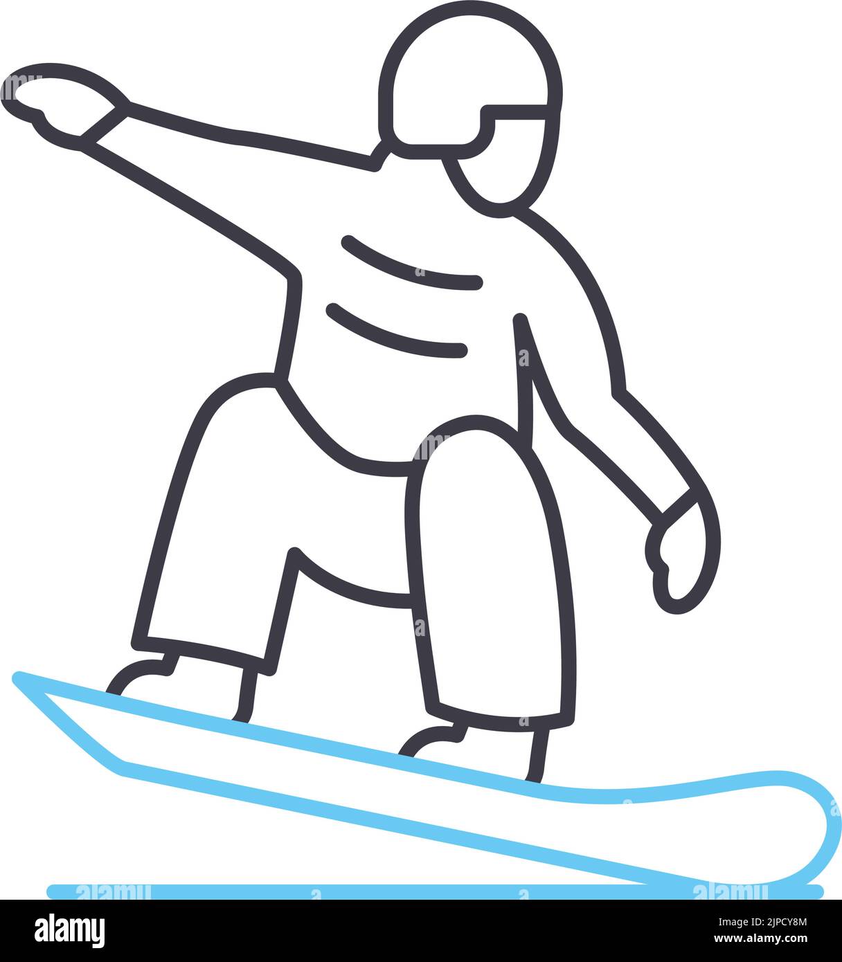 Snowboarding Linie Symbol, Umriss Symbol, Vektor Illustration, Konzept Zeichen Stock Vektor