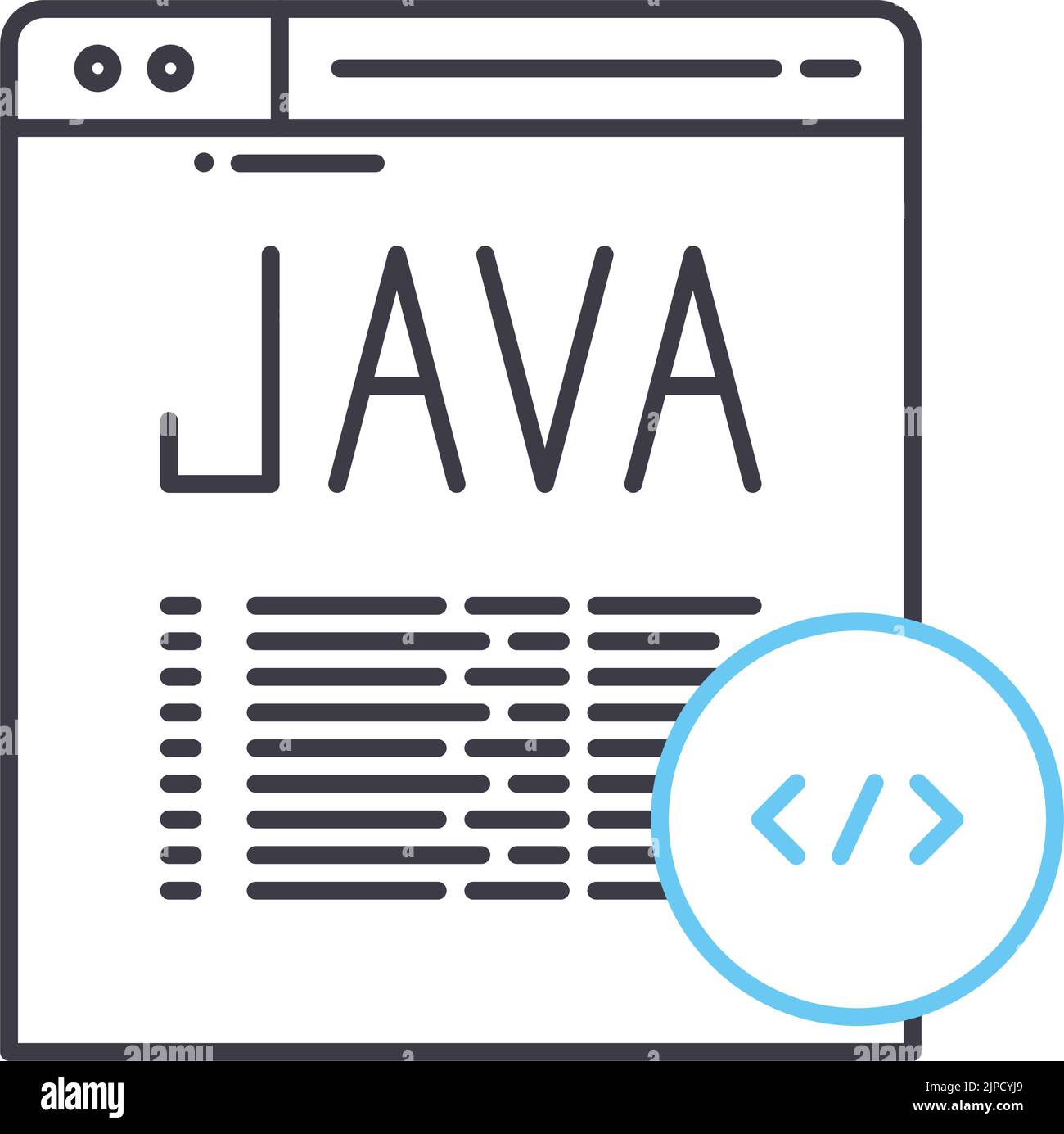 java-Liniensymbol, Umrisssymbol, Vektordarstellung, Konzeptzeichen Stock Vektor