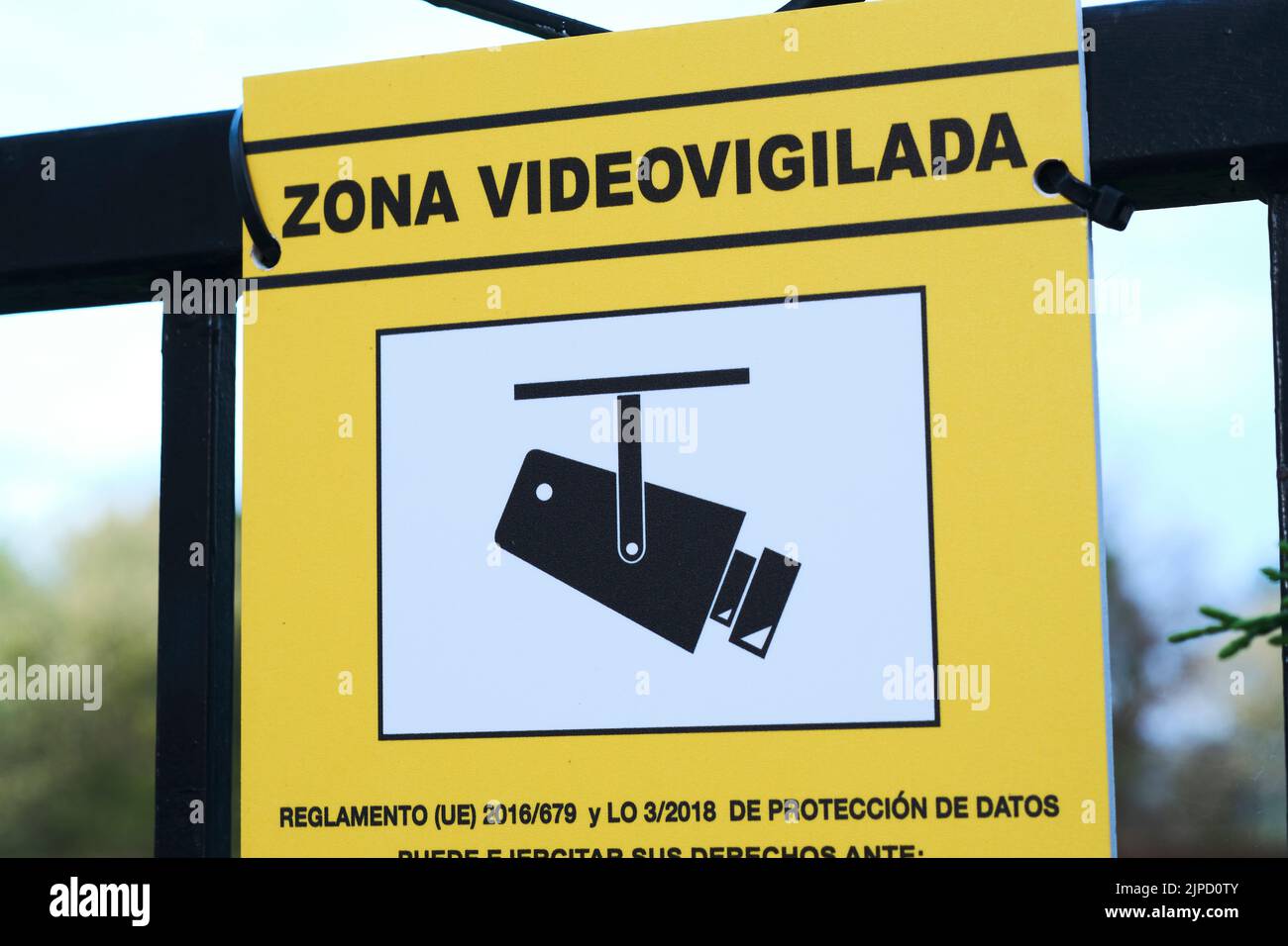 Videoüberwachtes Bereichsschild. Stockfoto