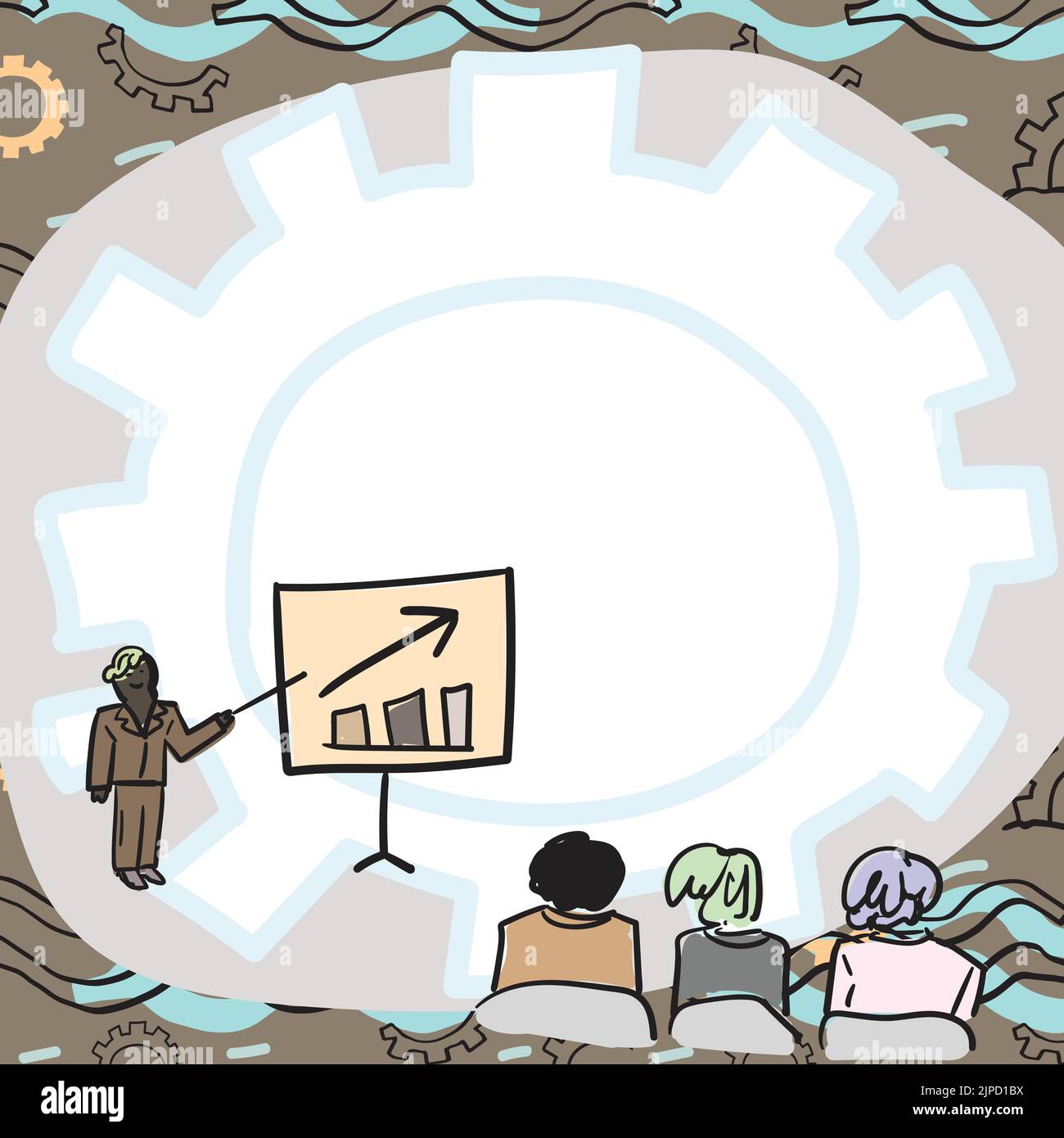 Crew-Mitglieder Betrachten Whiteboard, Das Neue Lösungen Repräsentiert Stock Vektor