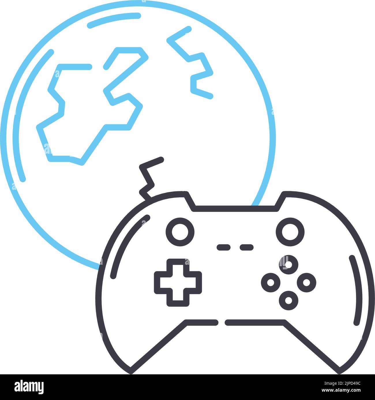 Online-Spiel Linie Symbol, Umriss Symbol, Vektor-Illustration, Konzept Zeichen Stock Vektor