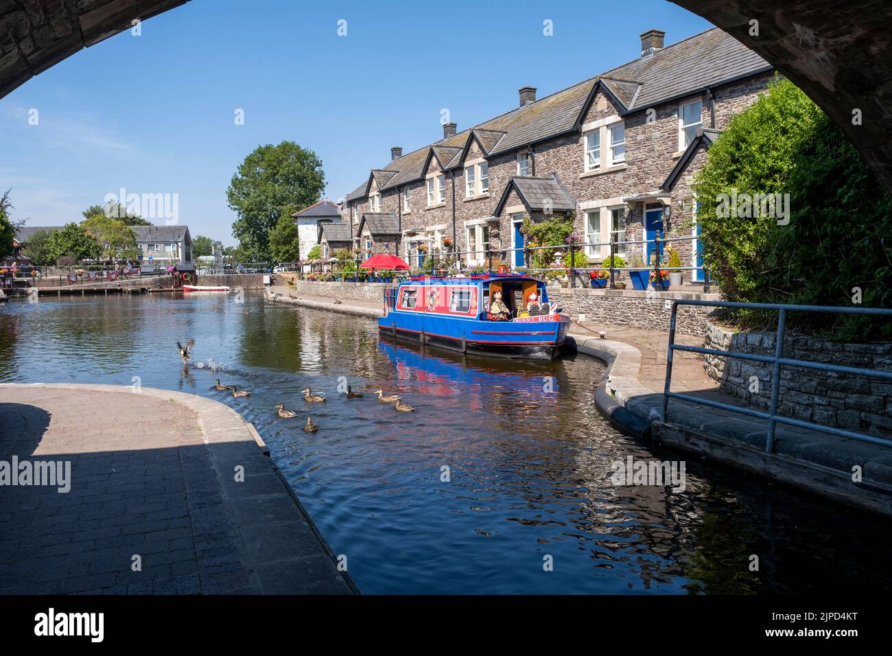 Brecon Canal Basin in Aberhonddu, Wales. Stockfoto