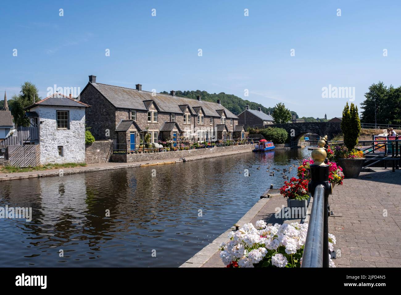 Brecon Canal Basin in Aberhonddu, Wales. Stockfoto