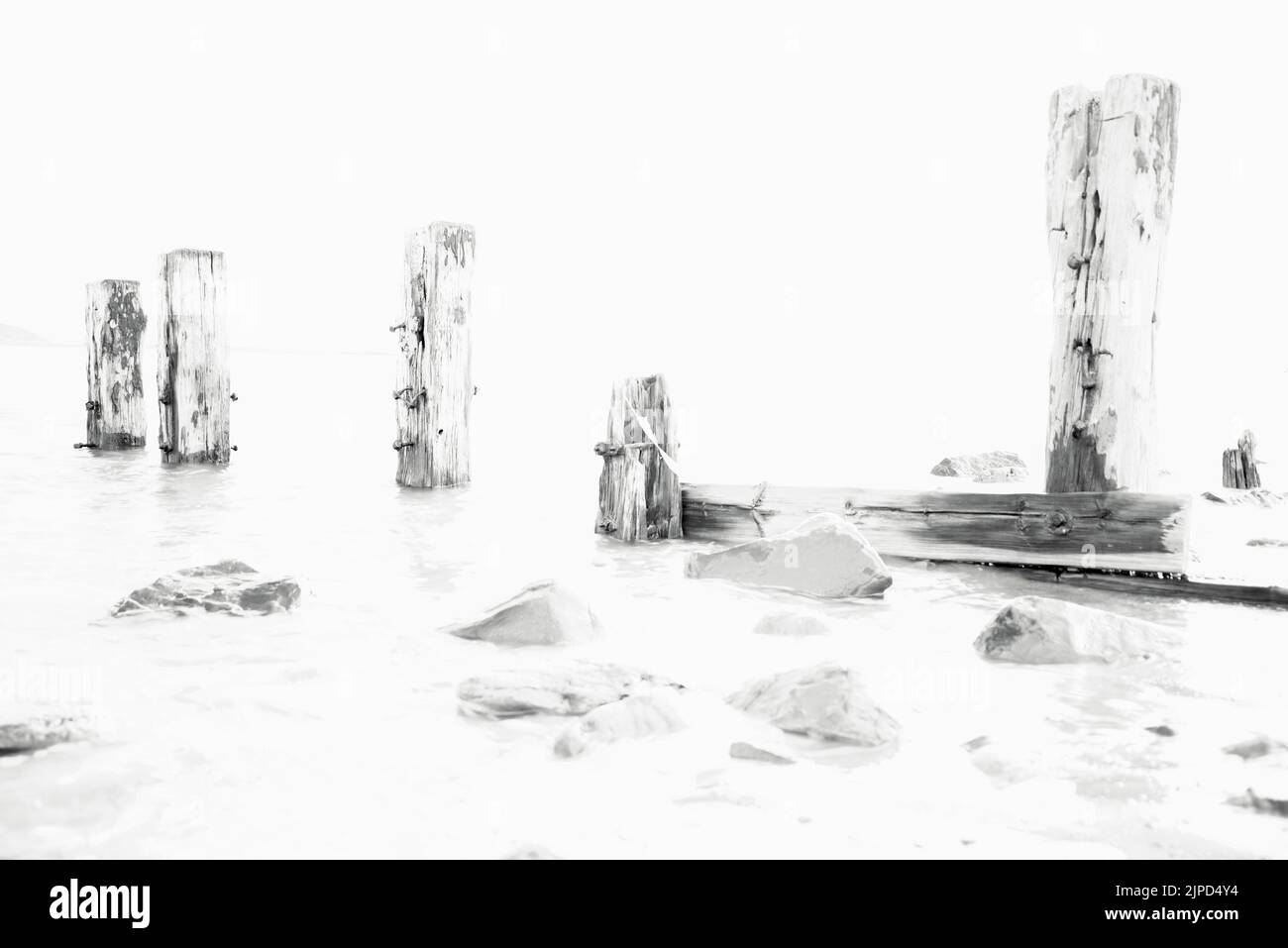 Alte Holzkehlchen im atlantik, am Crow Point, Devon UK Stockfoto