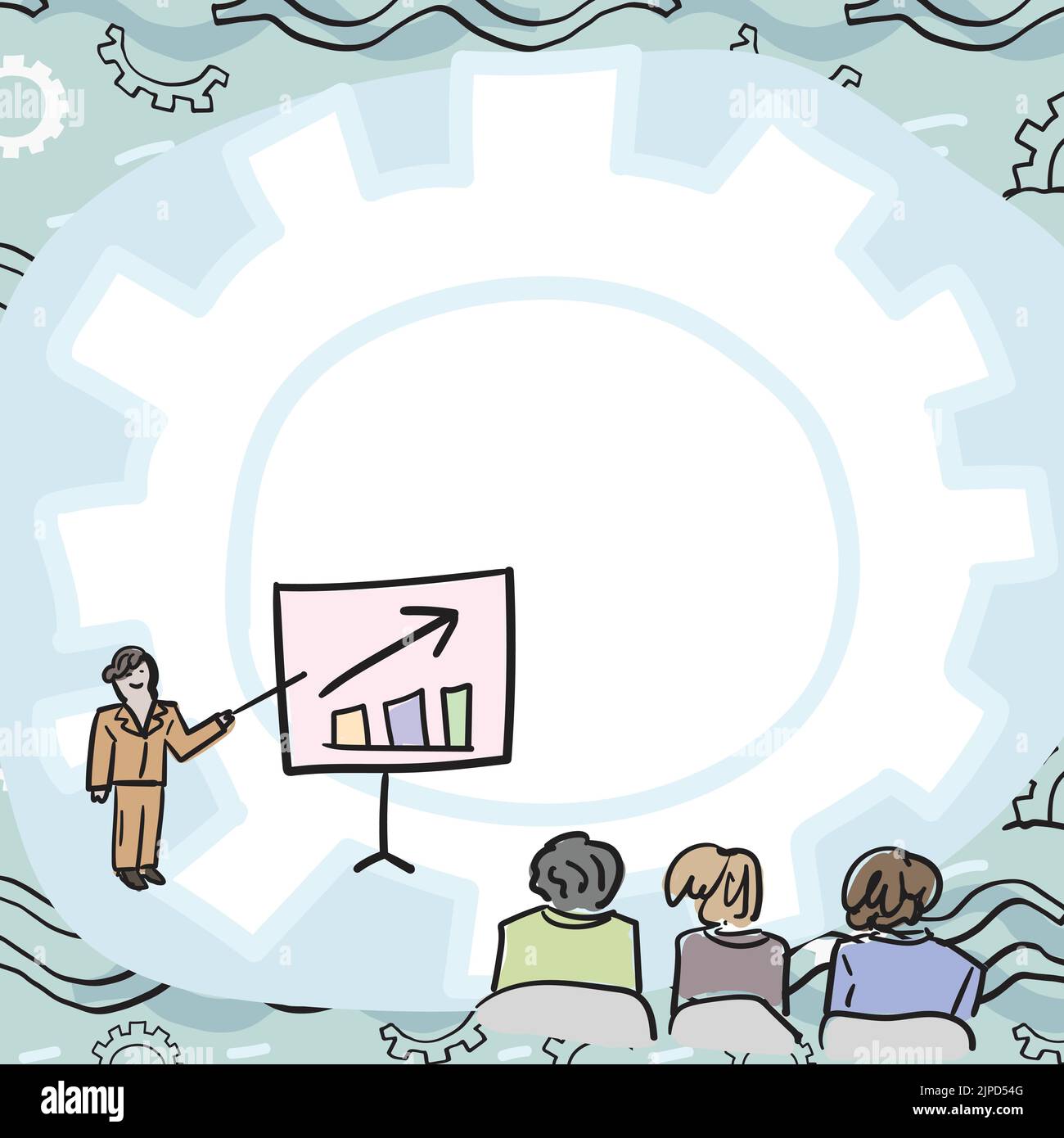 Crew-Mitglieder Betrachten Whiteboard, Das Neue Lösungen Repräsentiert Stock Vektor