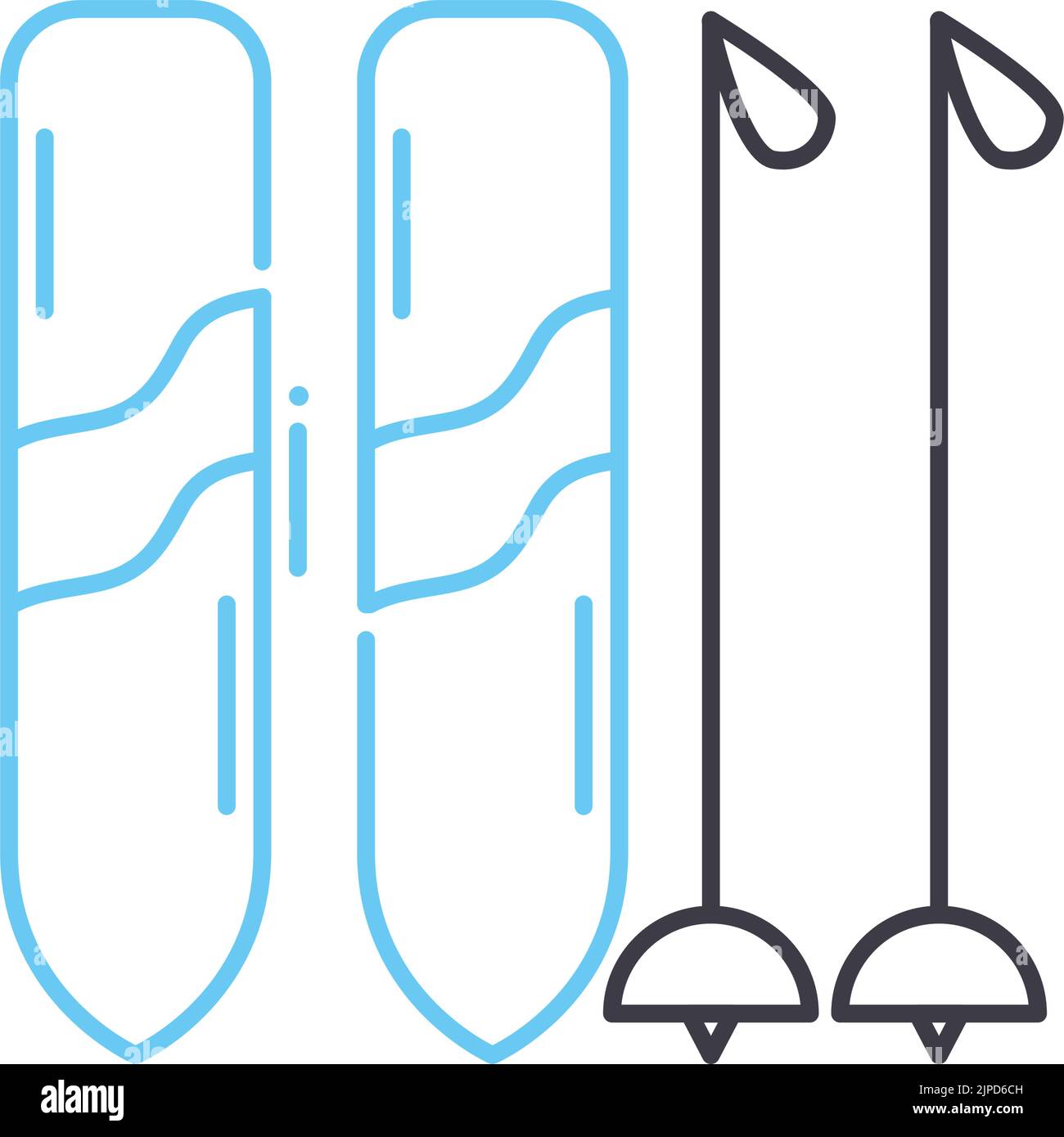 Liniensymbol der Skiausrüstung, Umrisssymbol, Vektordarstellung, Konzeptschild Stock Vektor