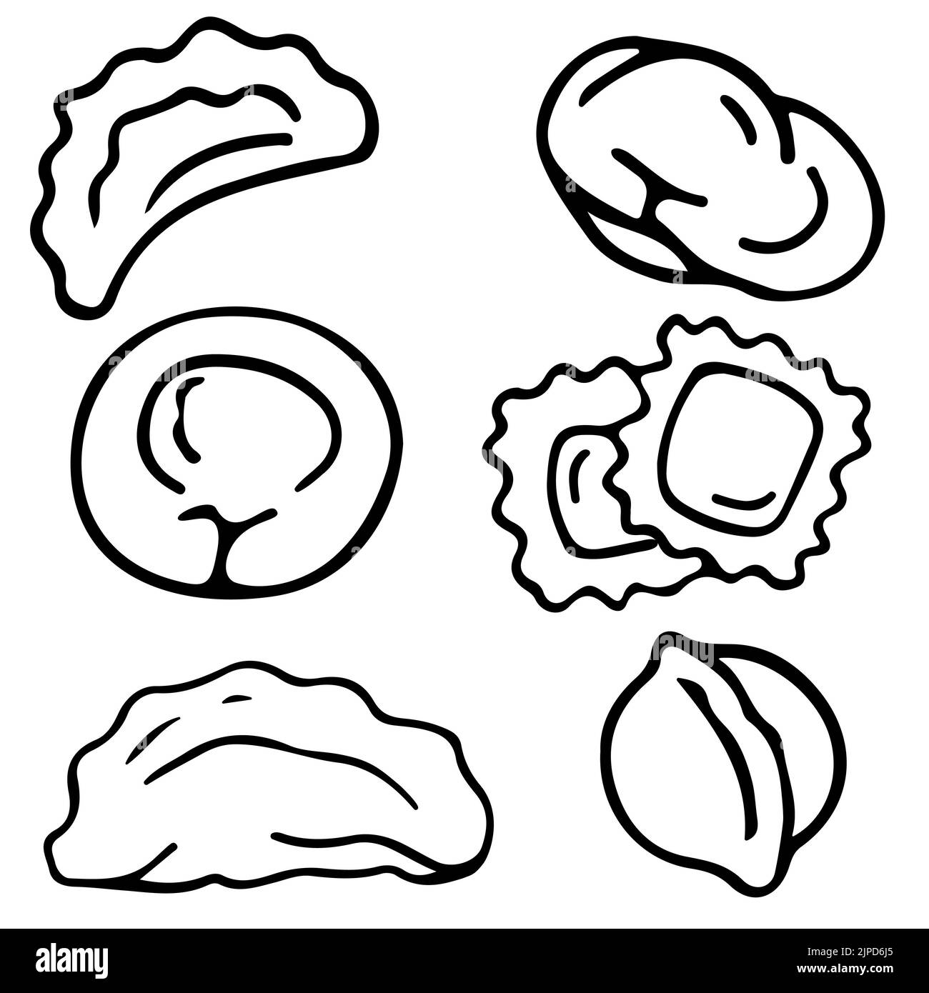 Gemüse farbenfrohe handgezeichnete Doodle-Illustration auf Weiß. Stockfoto