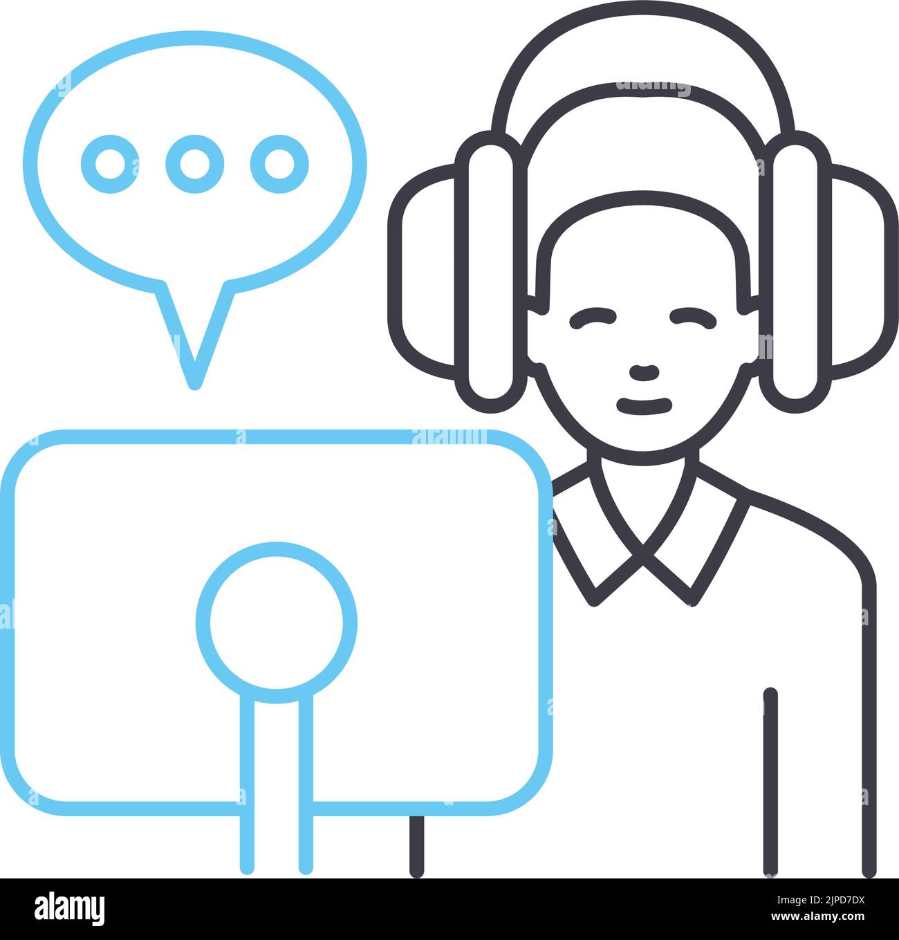 Symbol für die Live-Chat-Linie, Umrisssymbol, Vektordarstellung, Konzeptzeichen Stock Vektor