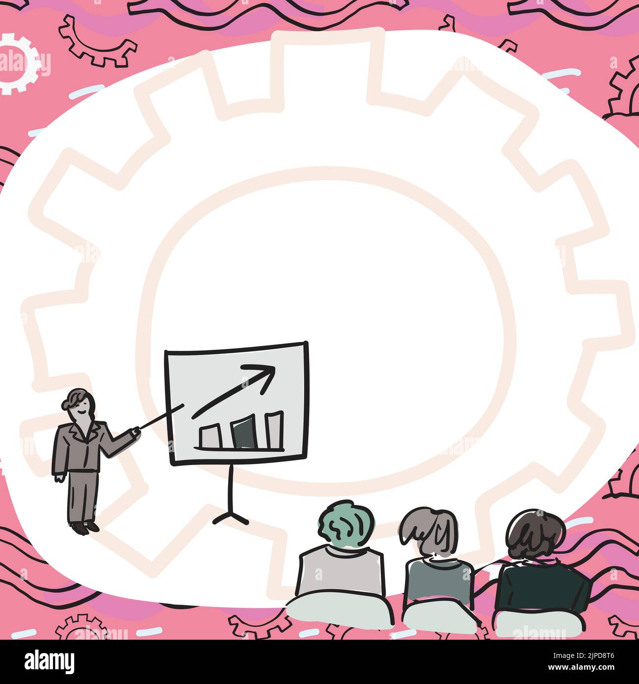 Crew-Mitglieder Betrachten Whiteboard, Das Neue Lösungen Repräsentiert Stock Vektor