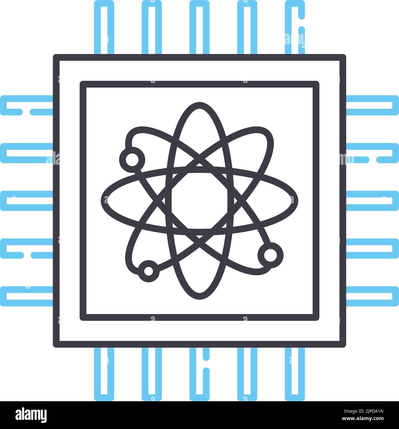 Quantum Computing Liniensymbol, Umrisssymbol, Vektordarstellung, Konzeptzeichen Stock Vektor