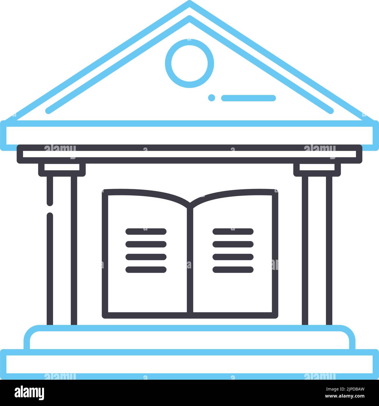 Bibliothekssymbol, Umrisssymbol, Vektordarstellung, Konzeptzeichen Stock Vektor