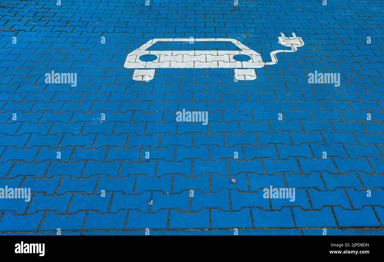 Piktogramm, Elektroauto, Ladepunkt, Piktogramme, Elektroautos Stockfoto