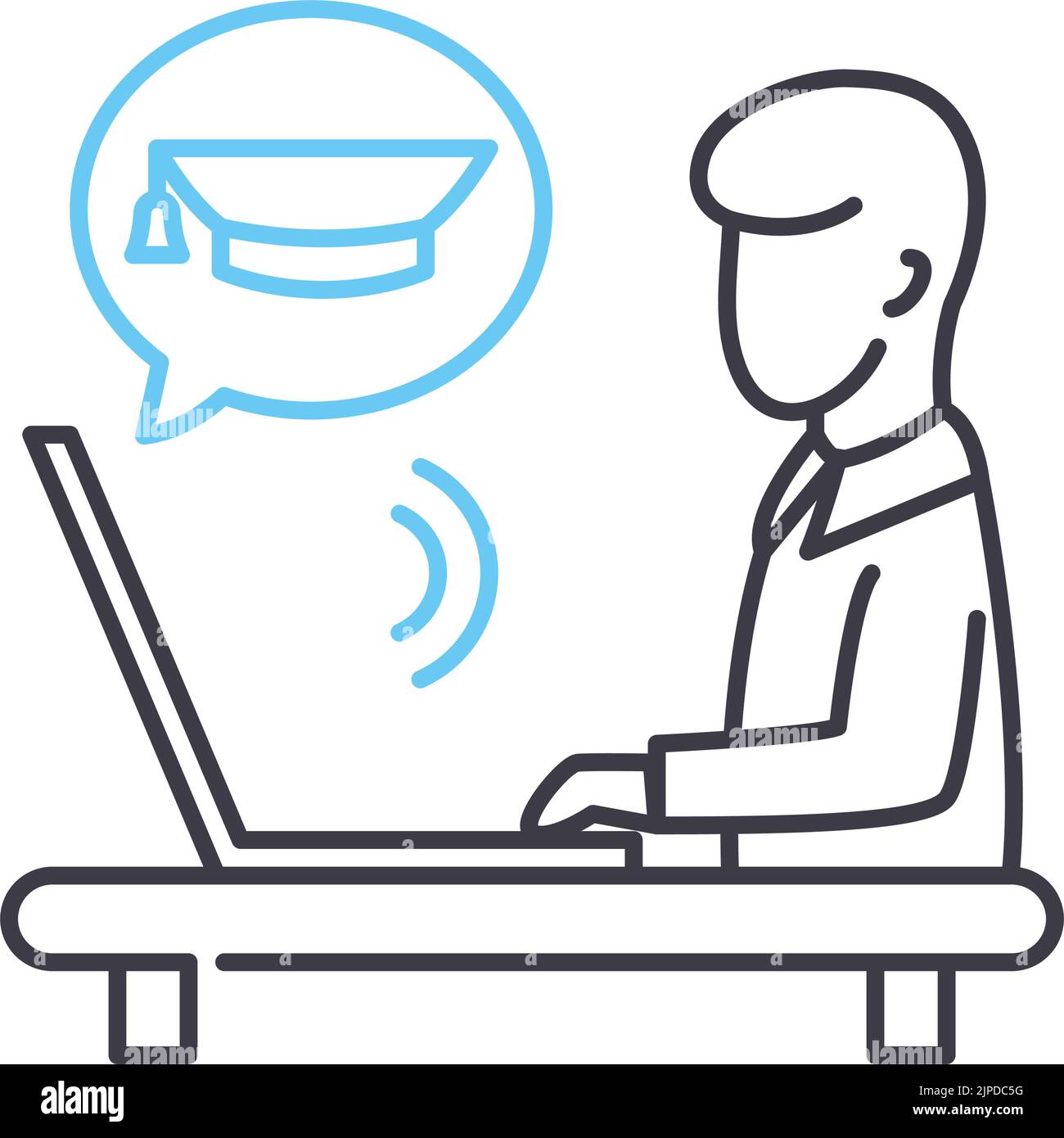 Online-Bildung Linie Symbol, Umriss Symbol, Vektor-Illustration, Konzept Zeichen Stock Vektor