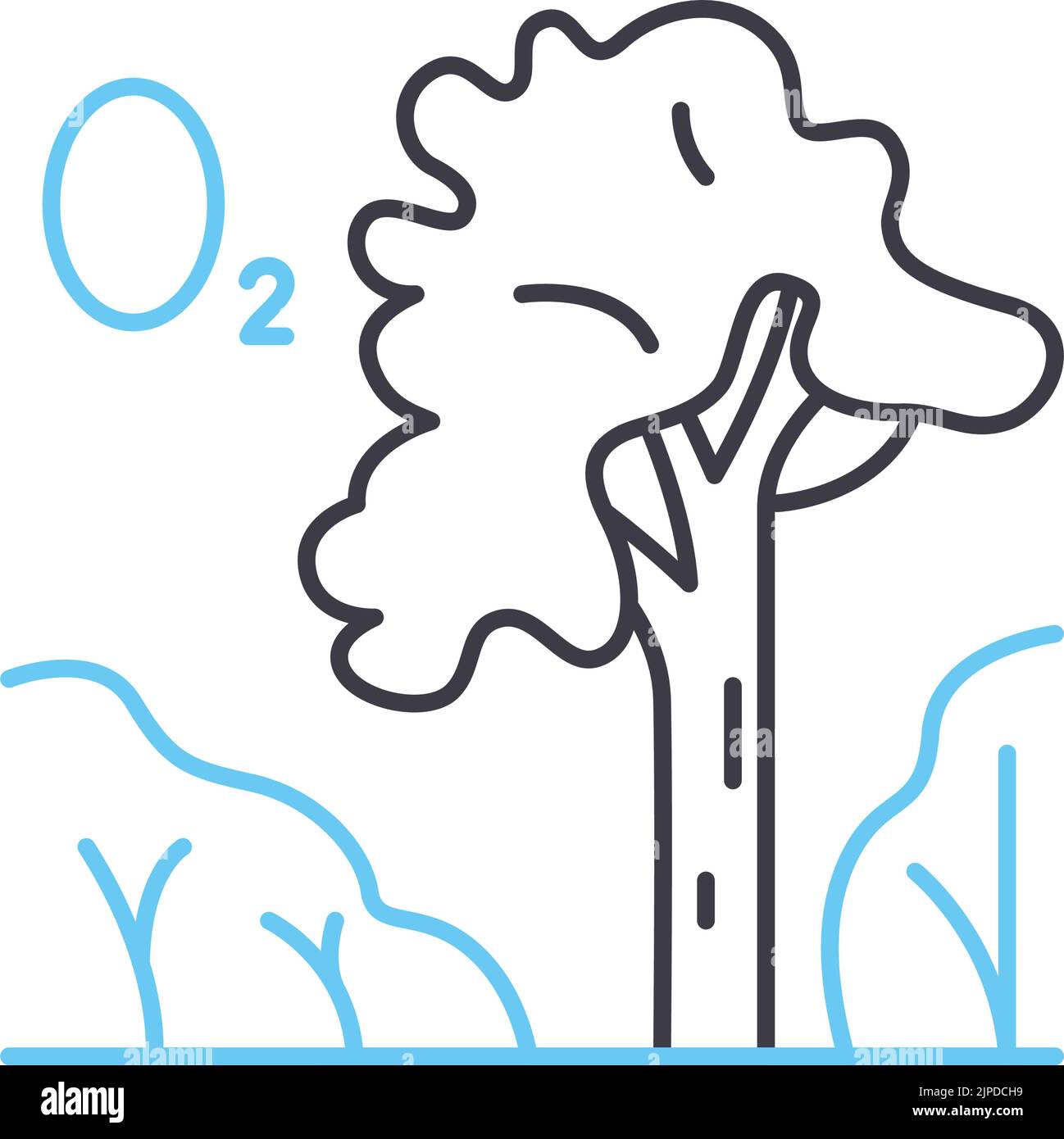 Symbol für Sauerstoffproduktionslinie, Umrisssymbol, Vektordarstellung, Konzeptschild Stock Vektor