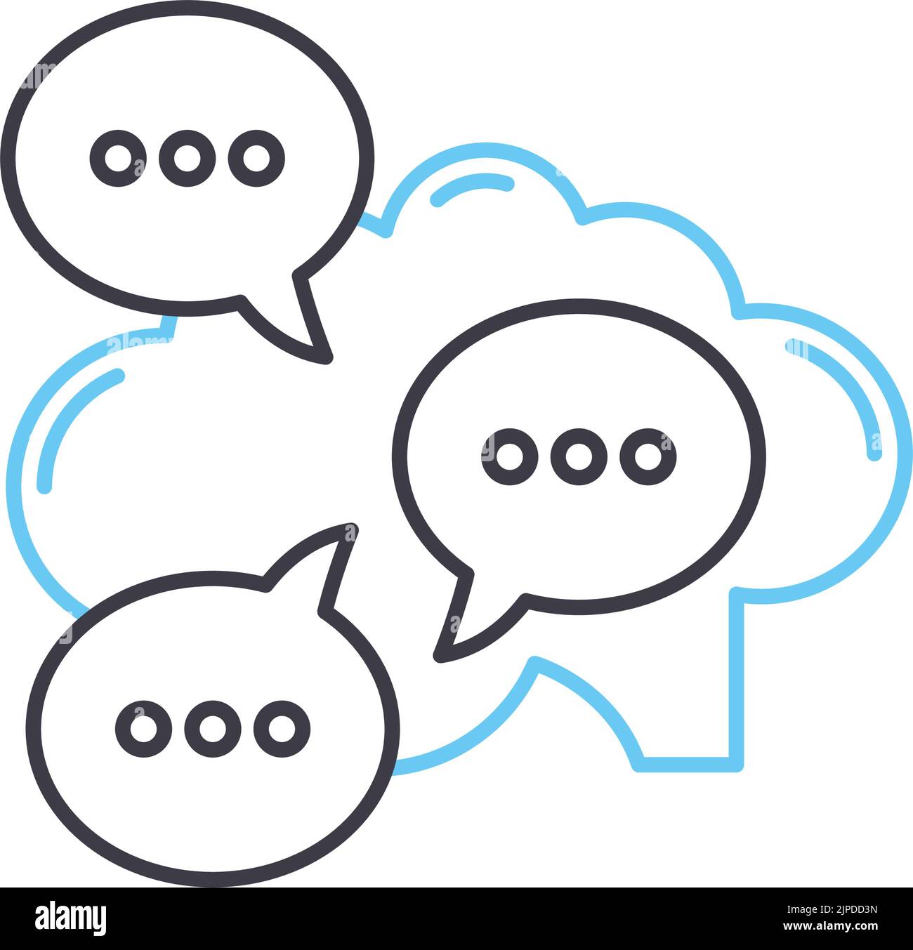 Symbol für innere Dialoglinie, Umrisssymbol, Vektordarstellung, Konzeptzeichen Stock Vektor