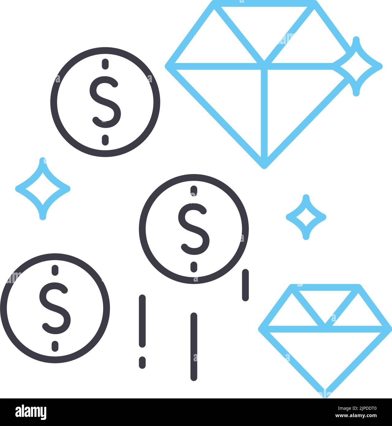 Geld und jewerly Geld und jewerly Linie Symbol, Umriss Symbol, Vektor Illustration, Konzept Zeichen Stock Vektor