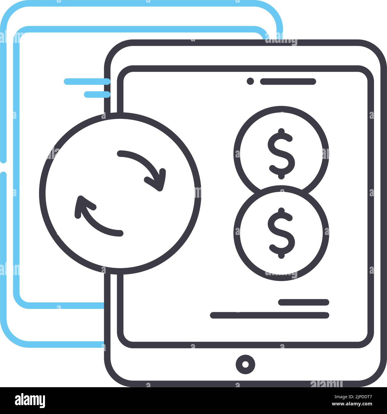 Mobile Payments Line-Symbol, Umrisssymbol, Vektordarstellung, Konzeptschild Stock Vektor