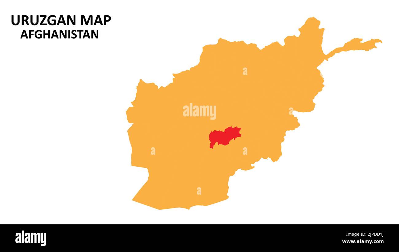 Uruzgan-Karte des Staates und der Regionen auf der Afghanistan-Karte hervorgehoben. Stock Vektor
